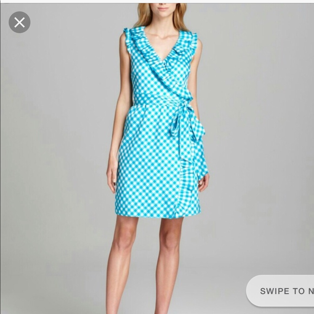 NWT- Kate Spade, Aubrey gingham wrap dress & visor